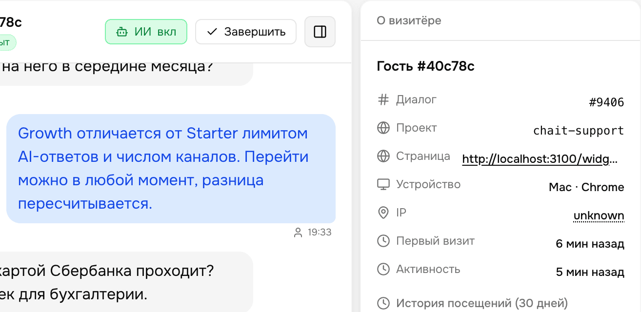 Карточка посетителя: устройство, страница входа и статусы прочтения